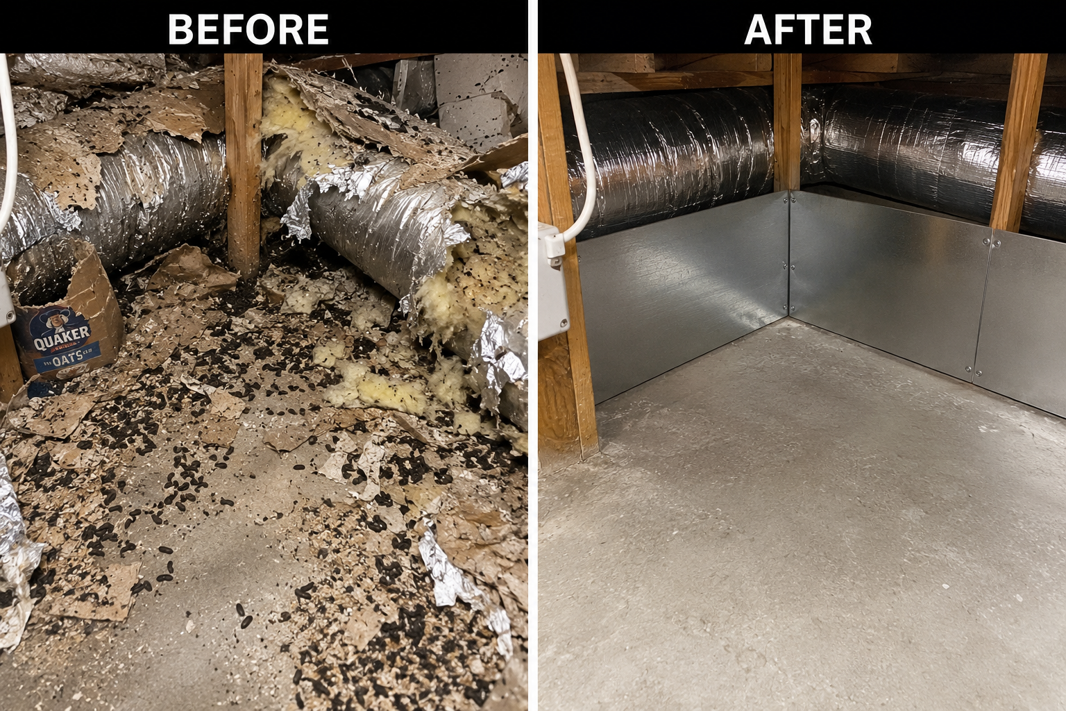 before and after results of attic restoration in a bend home